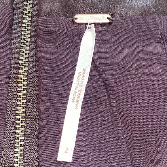 Free People Modern Femme Dark Brown Leather Style Mini Skirt - Picture 4 of 6